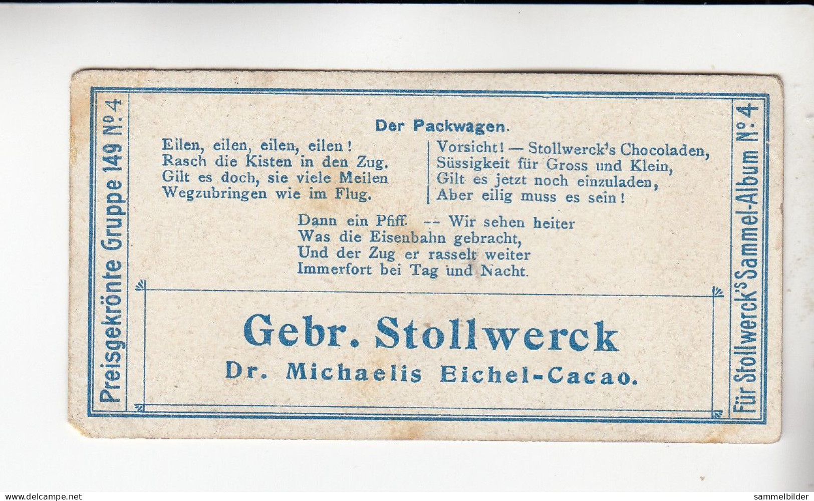 Stollwerck Album No 4 Eisenbahn - Verkehr  Der Packwagen      Grp 149 #4 Von 1900 - Stollwerck