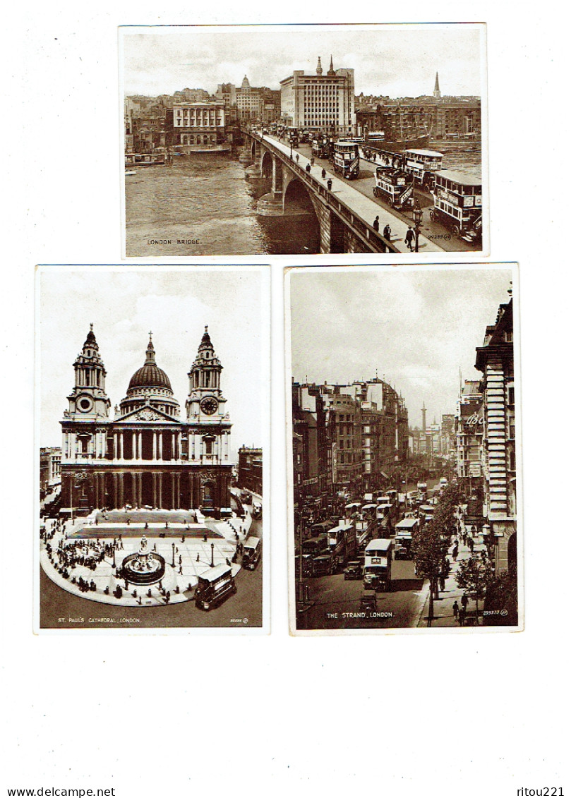 Lot 3 Cpa - London -  St. Paul's Cathedral - The Strand - Bridge - Autobus Ancien Kia Ora - Valentine's Photo Brown - St. Paul's Cathedral