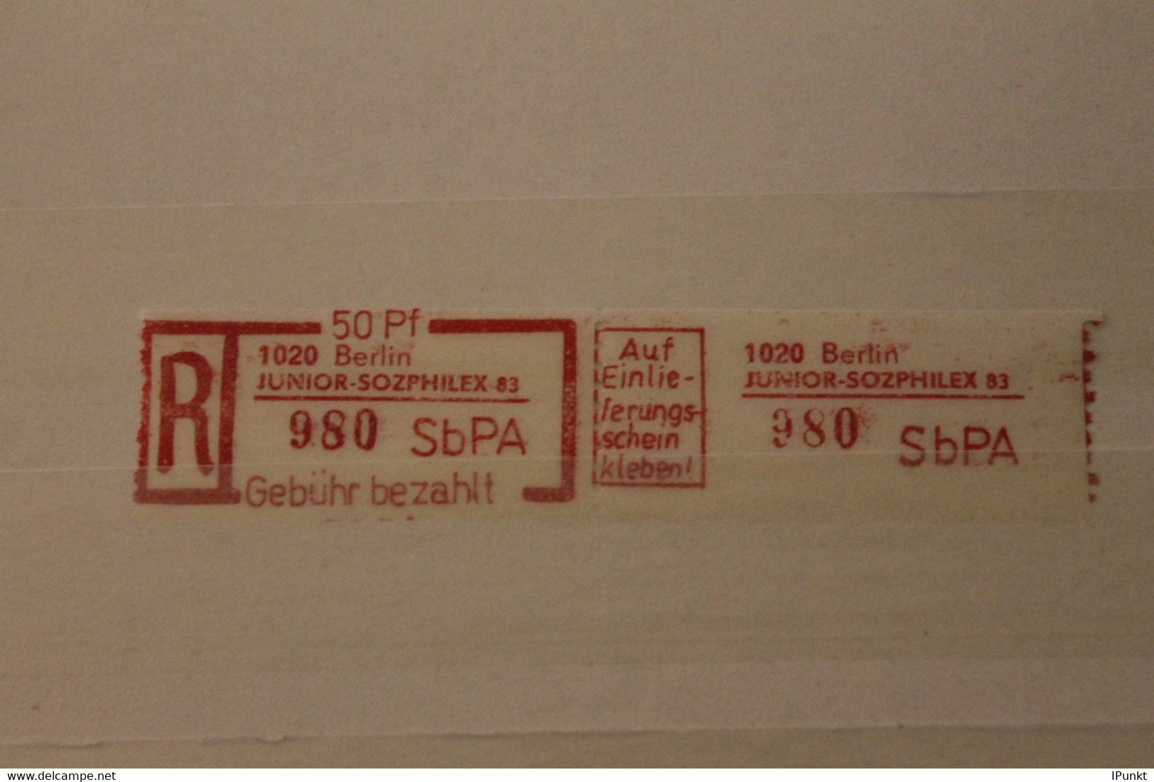 DDR 1983; Einschreibe-Gebührenzettel SbPÄ; Einschreibemarke: 1020 Berlin Junior-Sozphilex 83, **Z - Other & Unclassified
