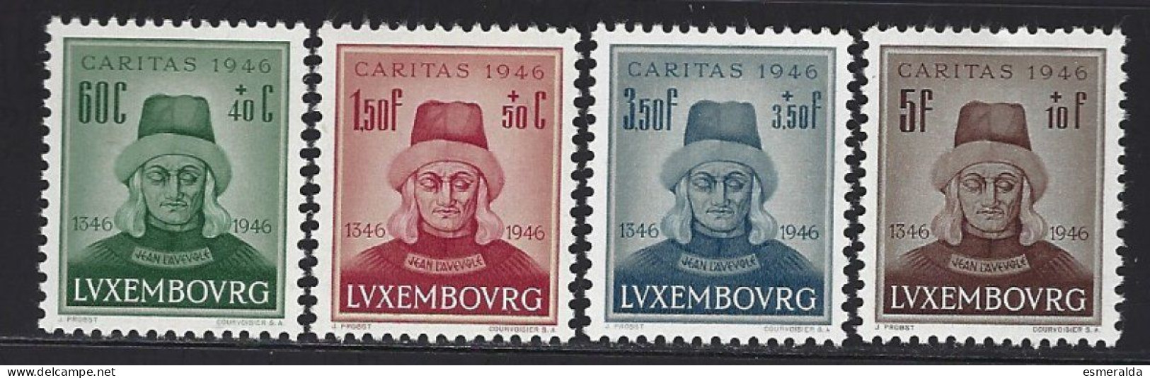 Luxembourg Yv 388/91,Caritas 1946,effigie De Jean L'Aveugle **/mnh - Ongebruikt