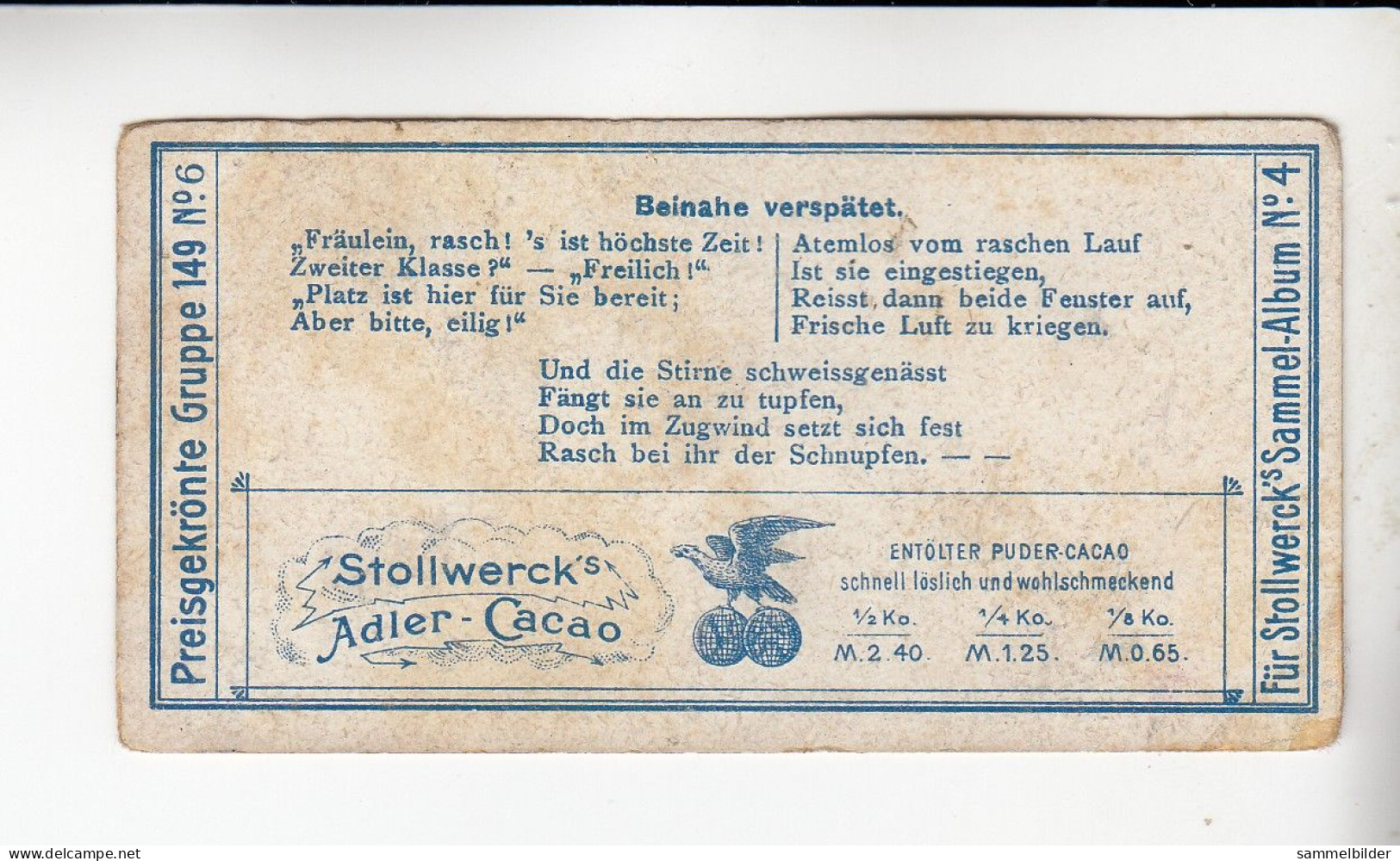Stollwerck Album No 4 Eisenbahn - Verkehr  Beinahe Verspätet      Grp 149 #6 Von 1900 - Stollwerck