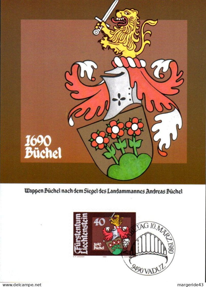 LIECHTENSTEIN CARTE MAXIMUM 1980 ARMOIRIES - Autres & Non Classés