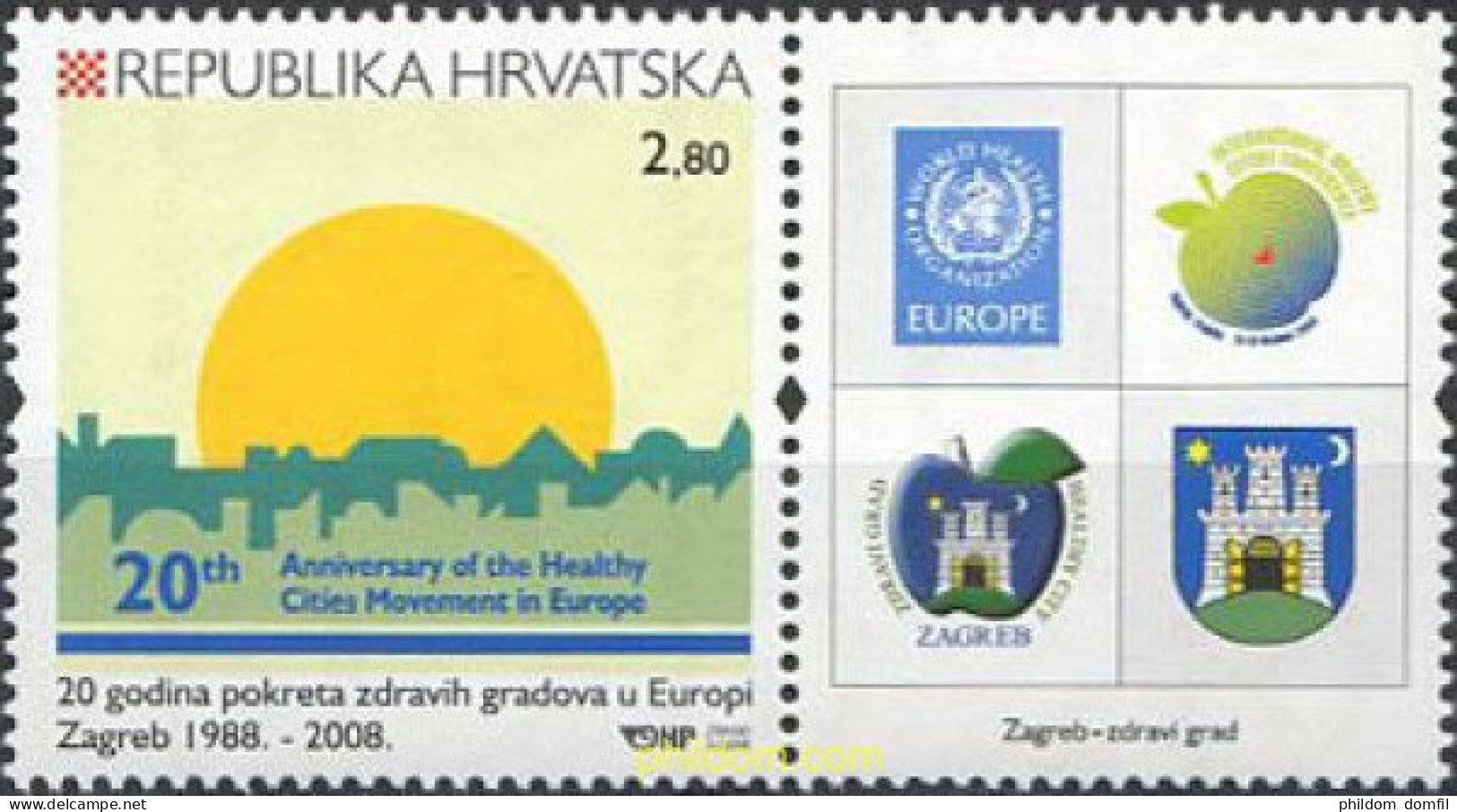 218385 MNH CROACIA 2008 20 ANIVESARIO DEL MOVIMIENTO DE LAS VILLAS SANAS - Croatia