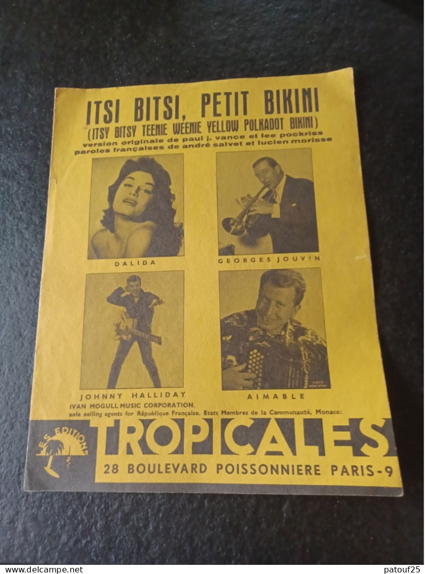 Ancienne Partition De Musique Dalida Itsi Bitsi Petit Bikini 1960 - Autres & Non Classés