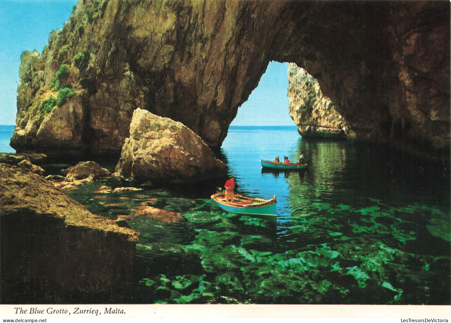MALTE - The Bleu Grotto - Zurrieg - Malta - La Mer - Barques - Animé - Colorisé - Carte Postale - Malta