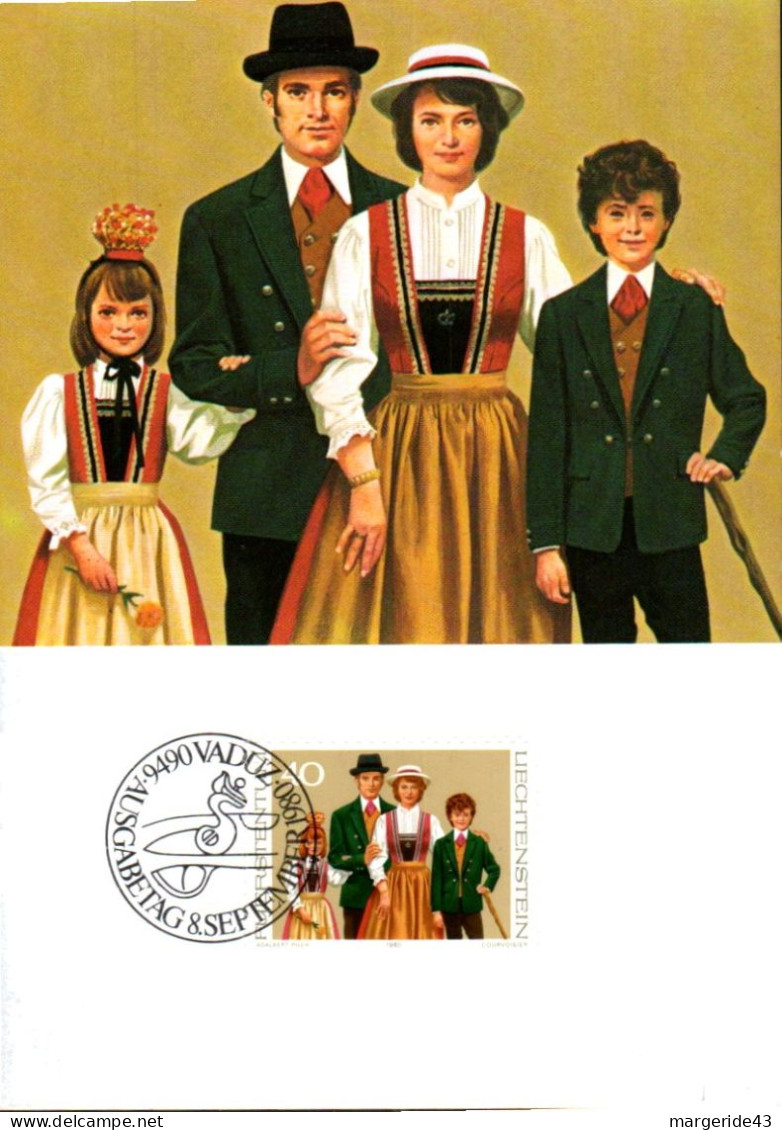 LIECHTENSTEIN CARTE MAXIMUM 1980 FOLKLORE - Costumi