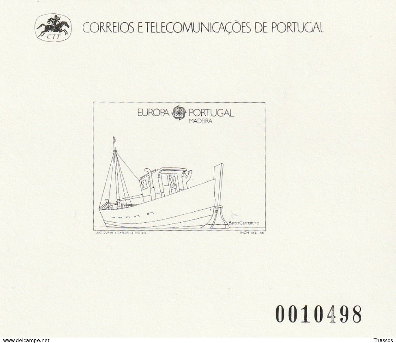 Portugal - Madère - 1988 - 1989 - Deux épreuves En Noir Numérotées - Sonstige & Ohne Zuordnung