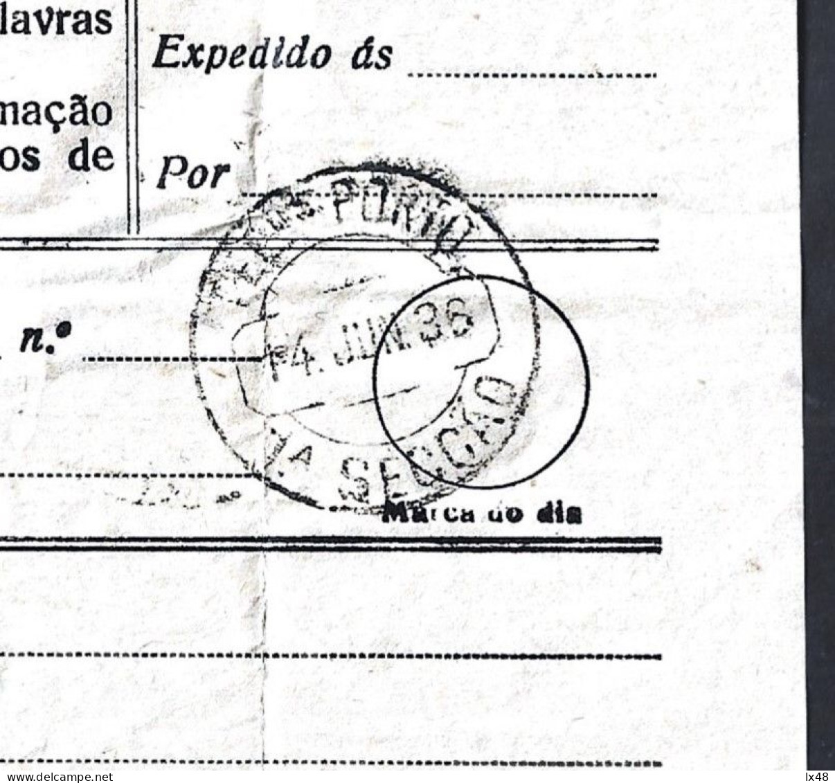 Telegrama Lisboa Para O Porto Em 1936, Obliteração De 'Telegramas Porto 1ª Secção'. Telegram Sent From Lisbon To Porto I - Lettres & Documents