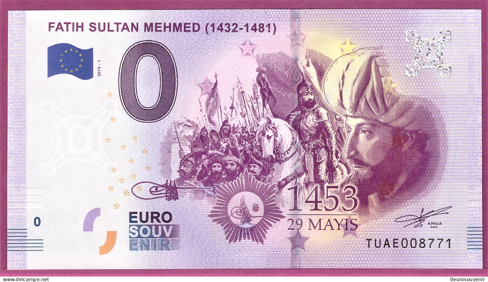 0-Euro TUAE 2019-1 FATIH SULTAN MEHMED (1432-1481) - Private Proofs / Unofficial