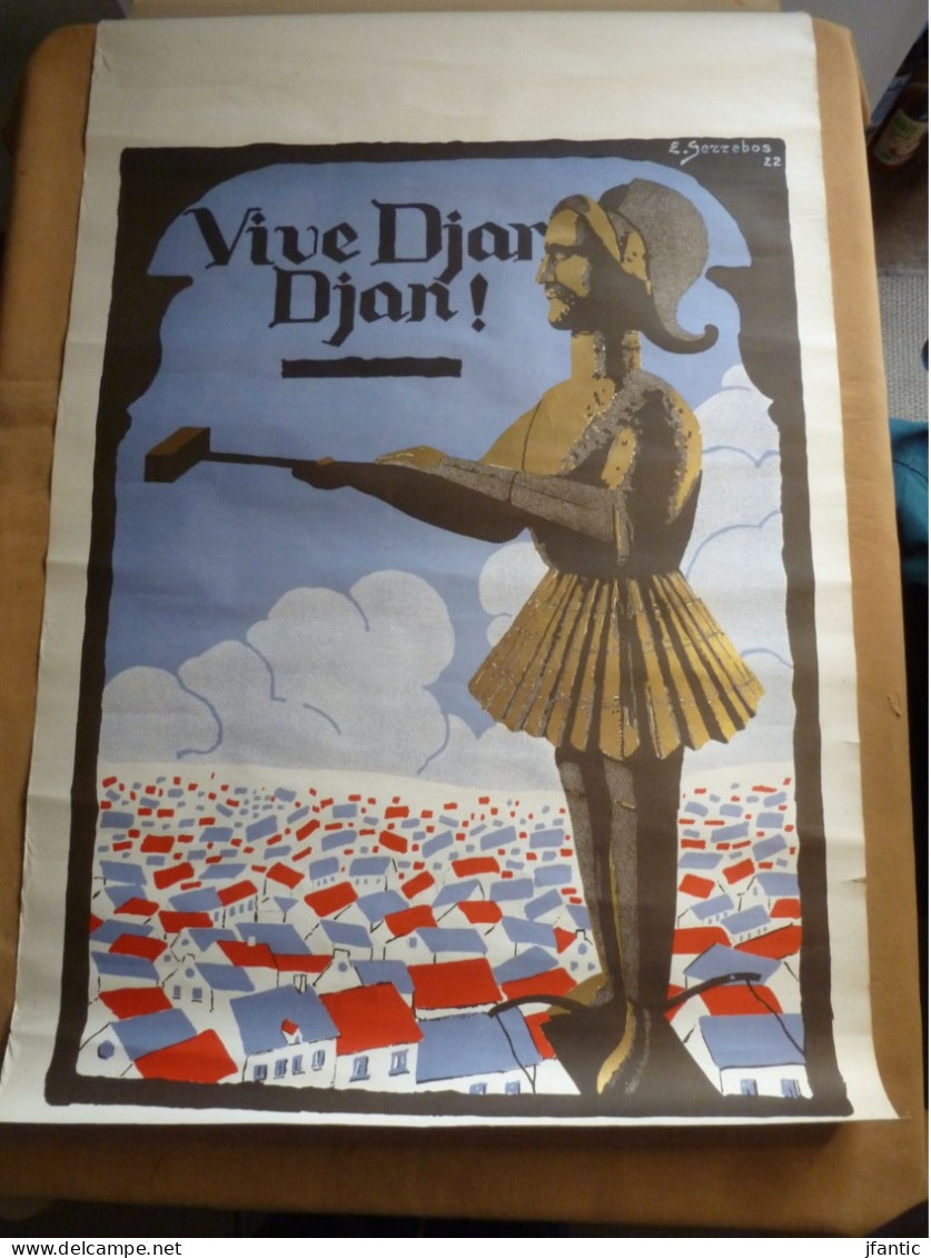 Vive Djan Djan, Serrebos, E, Affiche Ancienne, Jean De Nivelles, Personnage Aclot. Année 1922. - Affiches