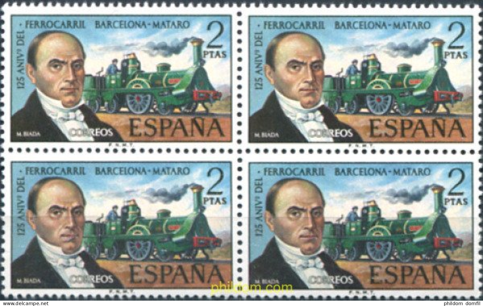 323831 MNH ESPAÑA 1974 125 ANIVERSARIO FERROCARRIL BARCELONA-MATARO - Unused Stamps
