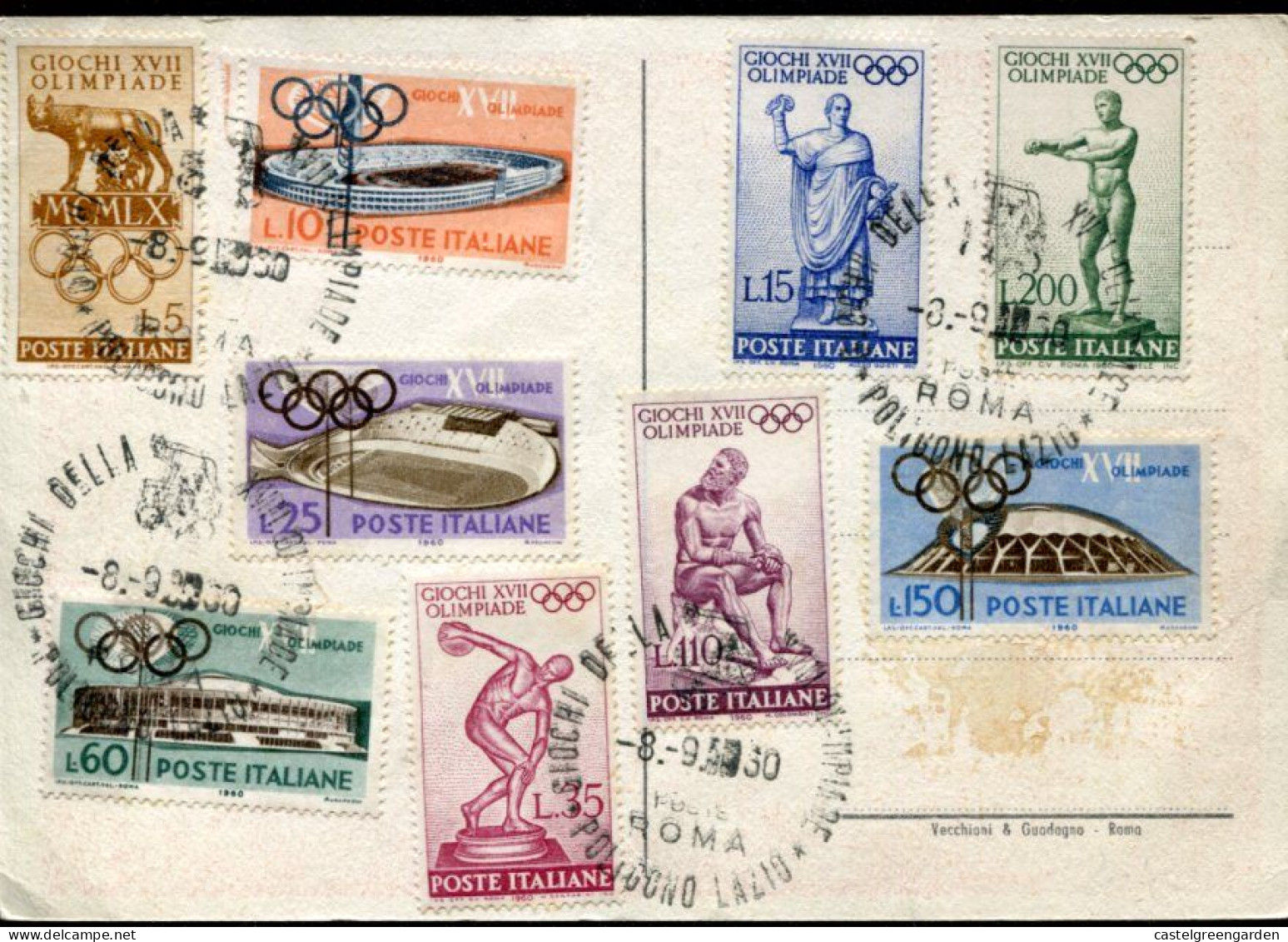 X0313 Italia, Special Card With The Complete Set Of The Issue Olympiade Of Roma 8.9.1960 - Verano 1960: Roma