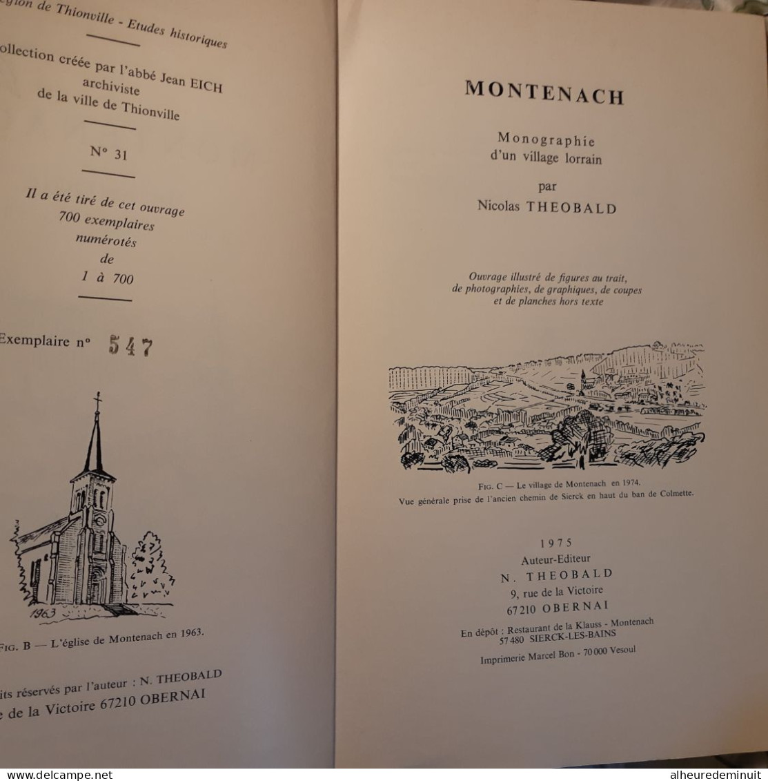 MONTENACH"Nicolas THEOBALD"MOSELLE 57480"Bouzonville"Thionville"village Lorrain"Klausberg"Beweltz"Exemplaire Numéroté"cu - Lorraine - Vosges