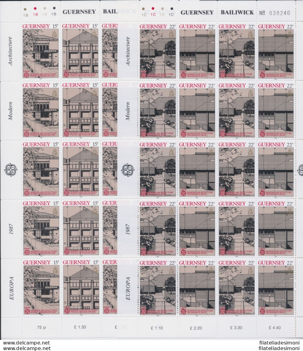 1987 EUROPA CEPT  Guernsey 2 Minifogli &quot;Architettura Moderna&quot; MNH** - Sonstige & Ohne Zuordnung