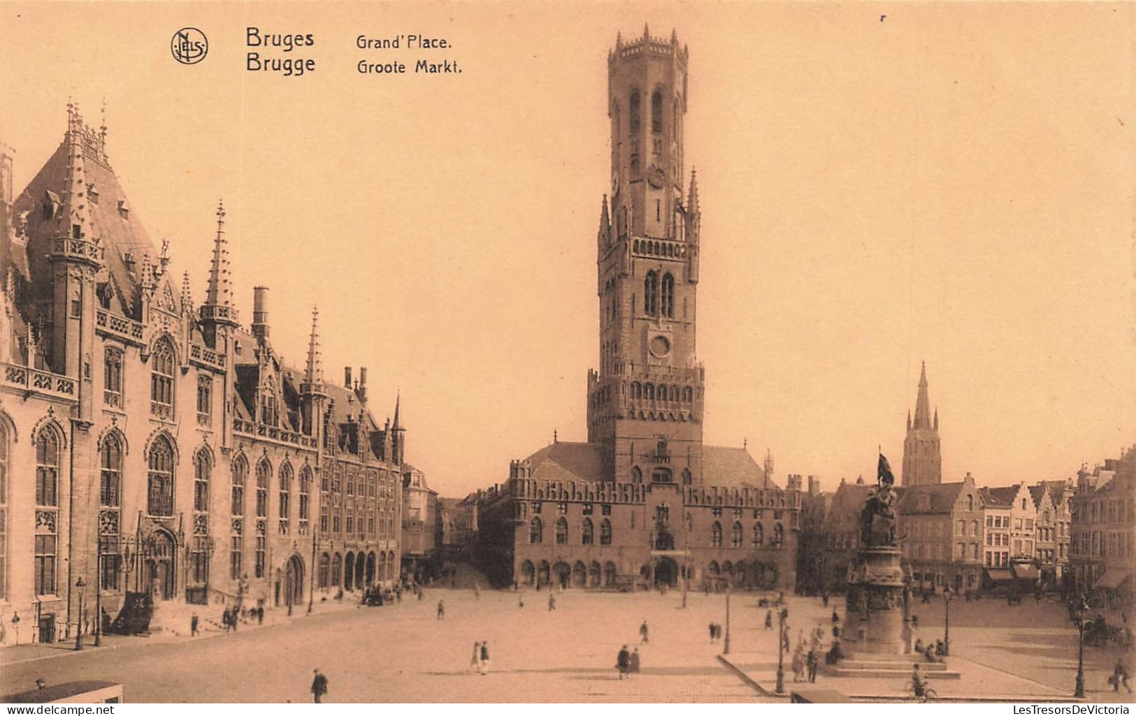 BELGIQUE - Bruges - Vue Sur La Grand'Place - Animé - Carte Postale Ancienne - Brugge