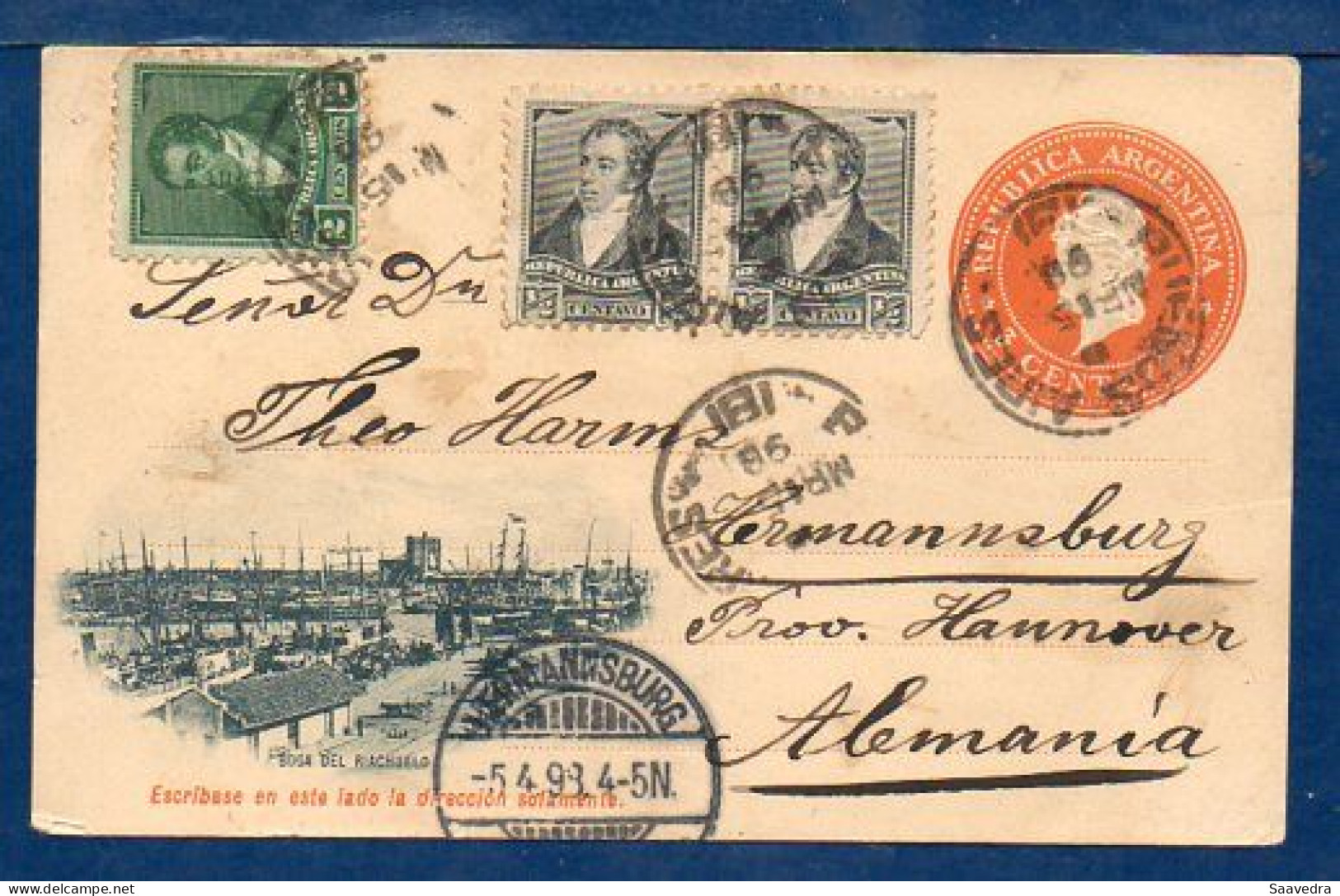 Argentina To Germany, 1900, Uprated Postal Stationery   (019) - Interi Postali