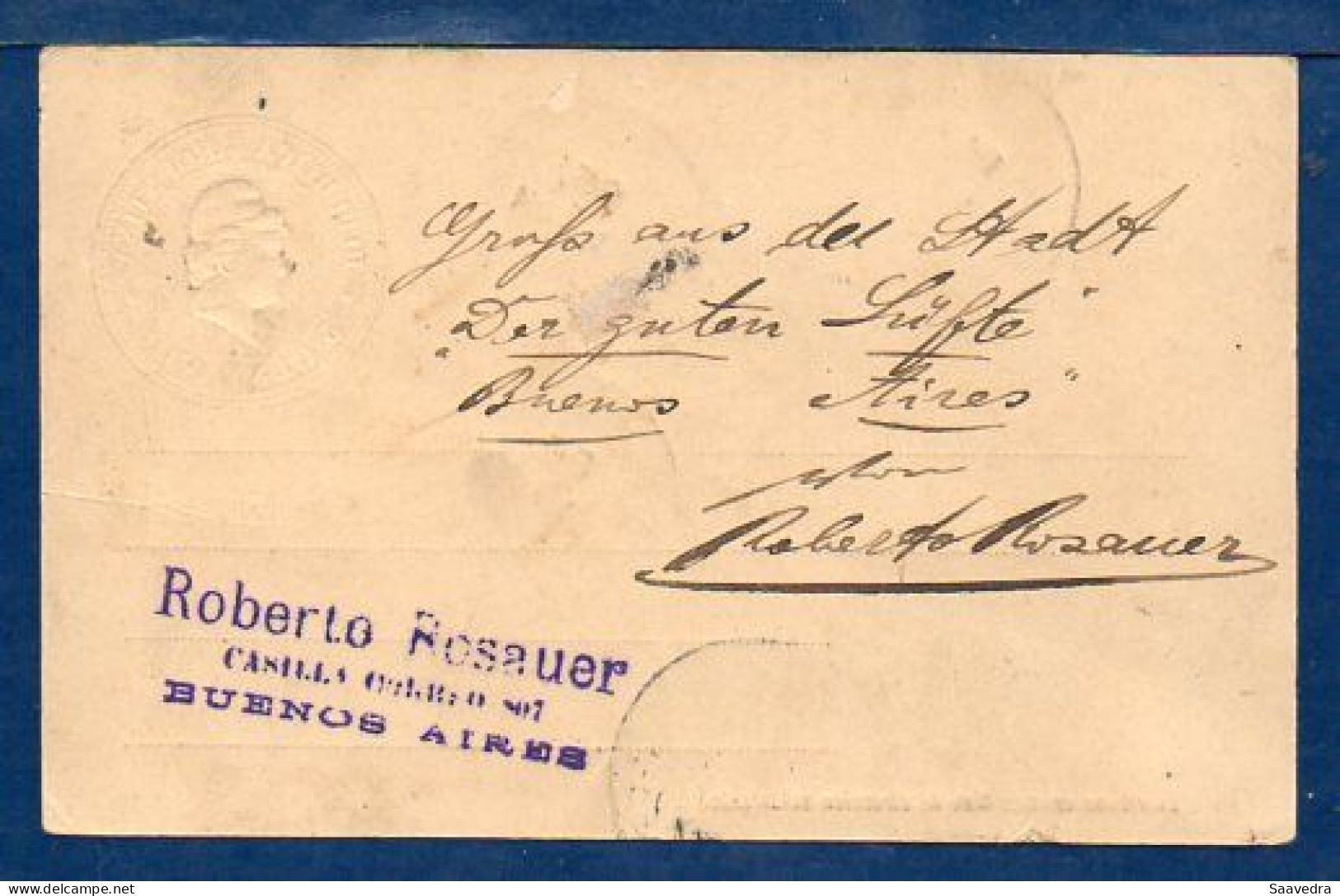 Argentina To Germany, 1900, Uprated Postal Stationery   (019) - Entiers Postaux