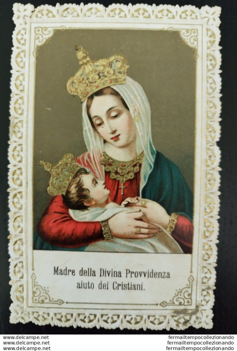 Bm21 Antico Santino Merlettato Madonna  Madre Della Divina Provvidenza Napoli - Devotion Images