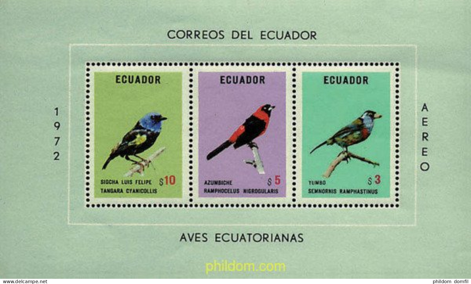 725191 MNH ECUADOR 1973 AVES AUTOCTONAS - Equateur