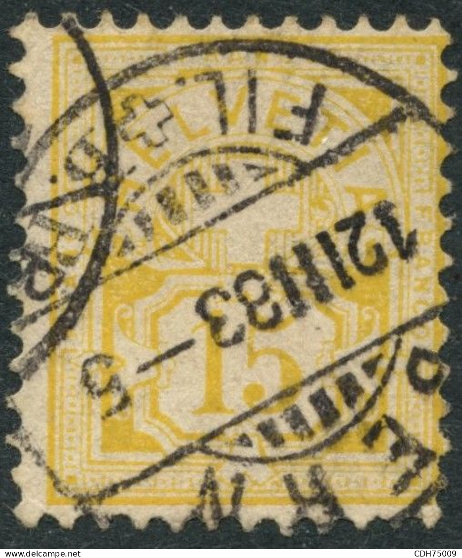 SUISSE - SBK 57  15C JAUNE CROIX FEDERALE - OBLITERE - SIGNE SCHELLER - Used Stamps