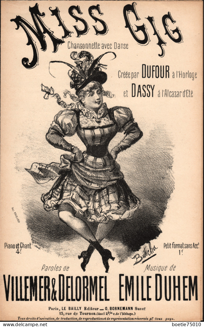 Miss Gig, Chansonnette, Partition Ancienne, Petit Format, Couverture Illustrée Butscha - Partitions Musicales Anciennes