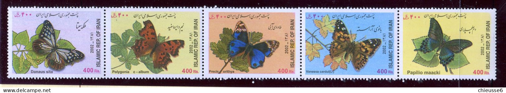 Iran ** N° 2621 à 2625 Se Tenant - Papillons - Iran