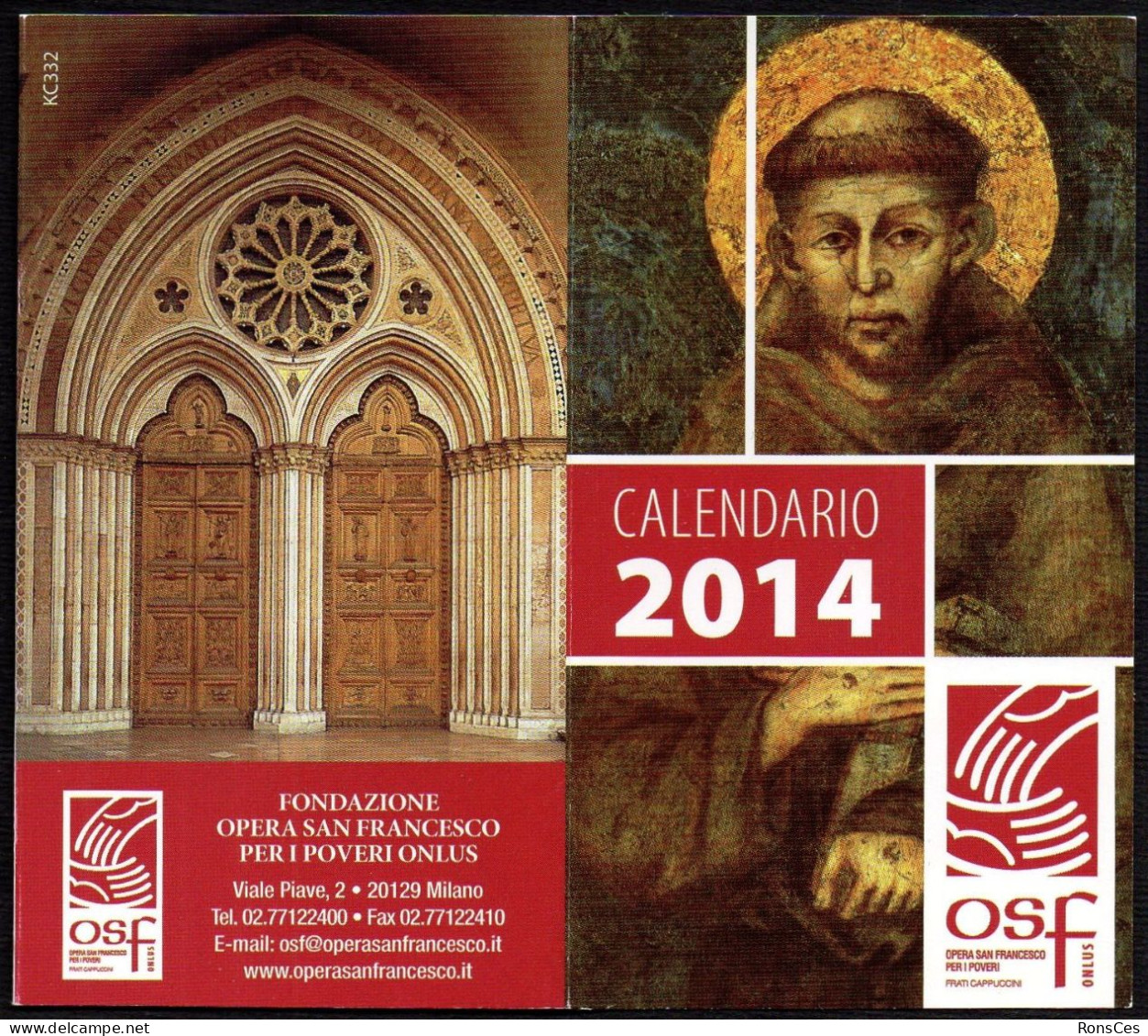 RELIGION - ITALIA 2014 - CALENDARIO TASCABILE - OPERA DI SAN FRANCESCO PER I POVERI - I - Petit Format : 2001-...