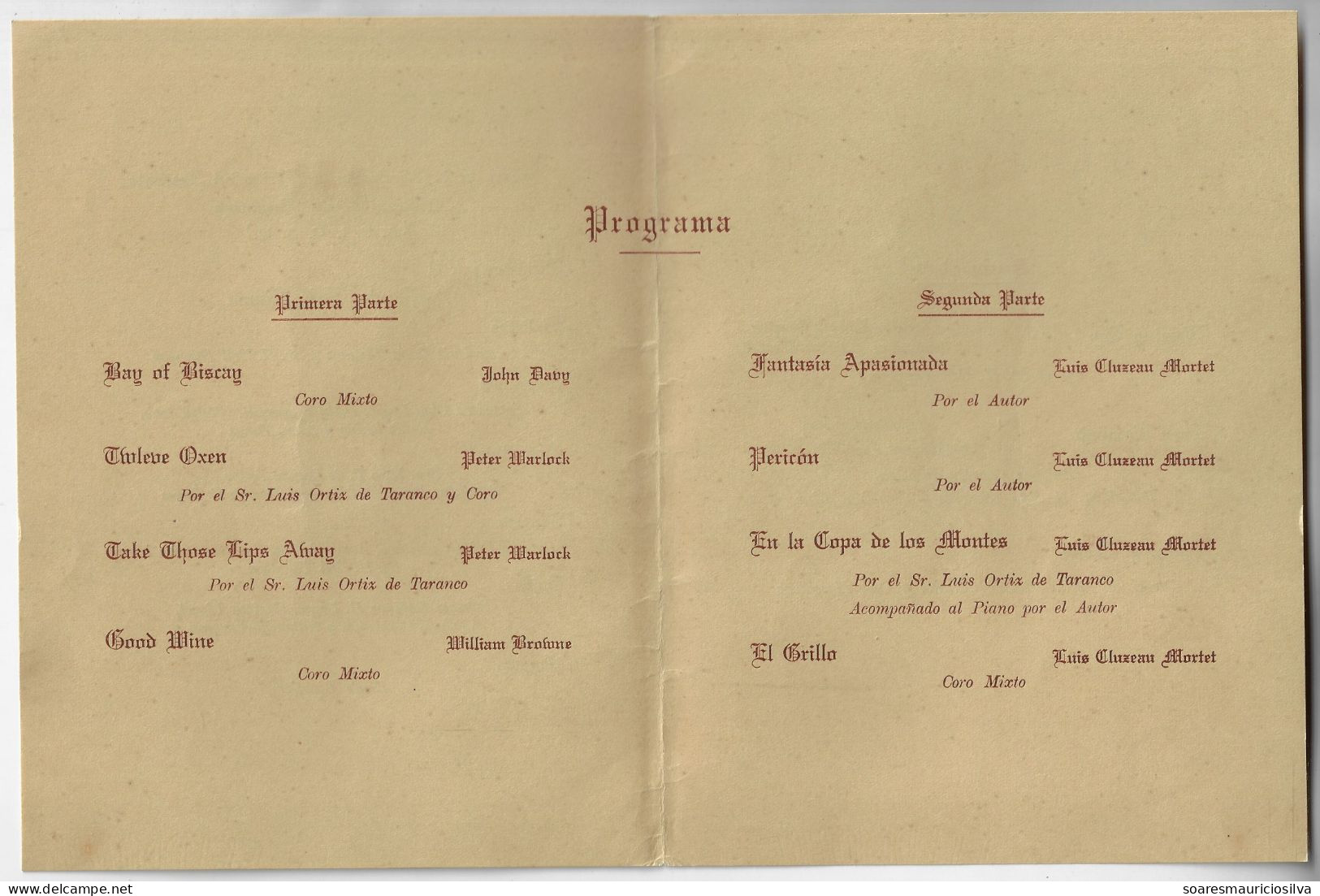 Uruguay 1938 Recital Program Offered British Delegation In Montevideo Celebration Birthday King George VI Great Britain - Programme