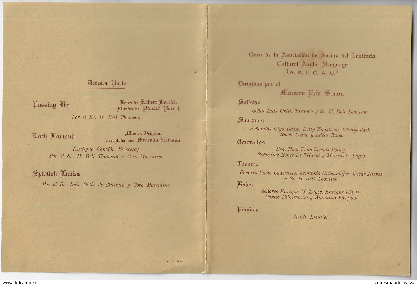 Uruguay 1938 Recital Program Offered British Delegation In Montevideo Celebration Birthday King George VI Great Britain - Programs