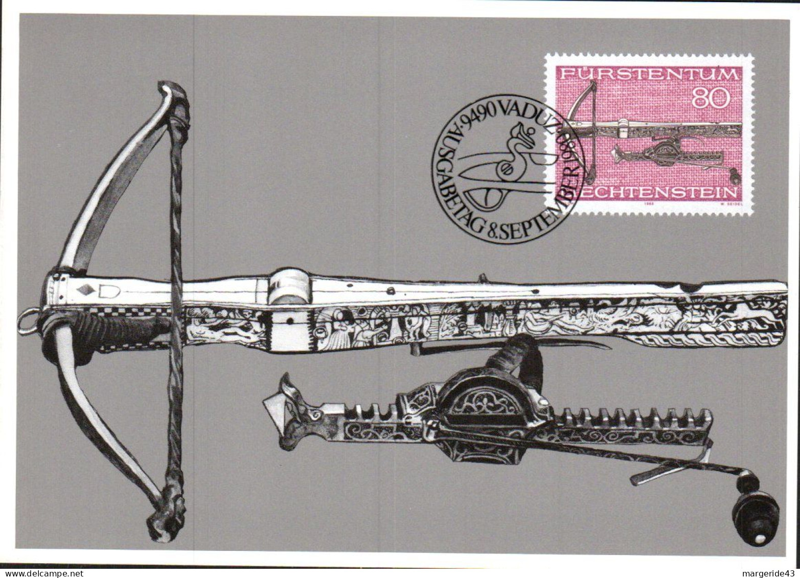 LIECHTENSTEIN CARTE MAXIMUM 1980 ARMES DE CHASSE ANCIENNES - Unclassified