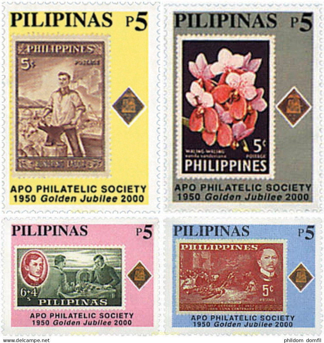 89011 MNH FILIPINAS 2000 50 ANIVERSARIO DE LA SOCIEDAD FILATELICA - Philippinen