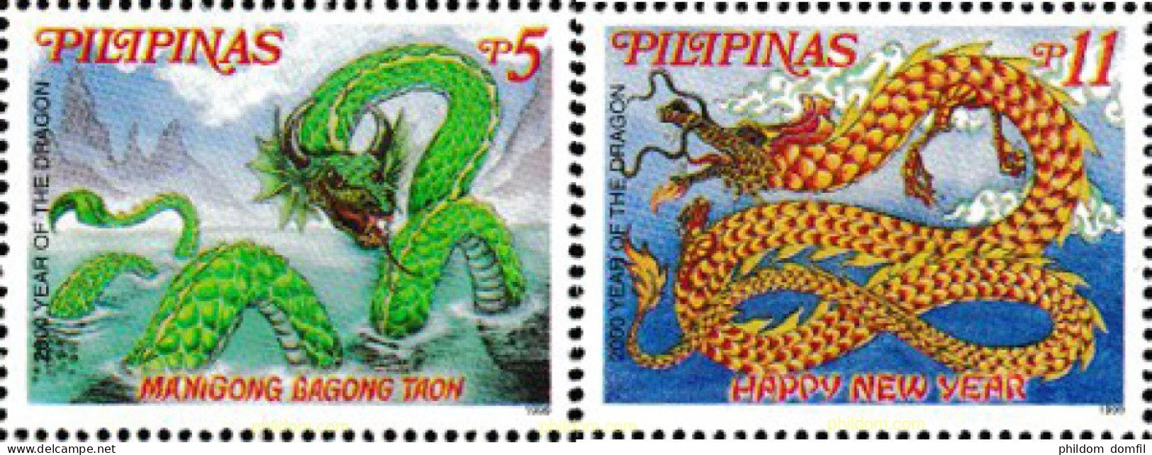 313556 MNH FILIPINAS 1999 AÑO LUNAR CHINO - AÑO DEL DRAGON - Filippijnen