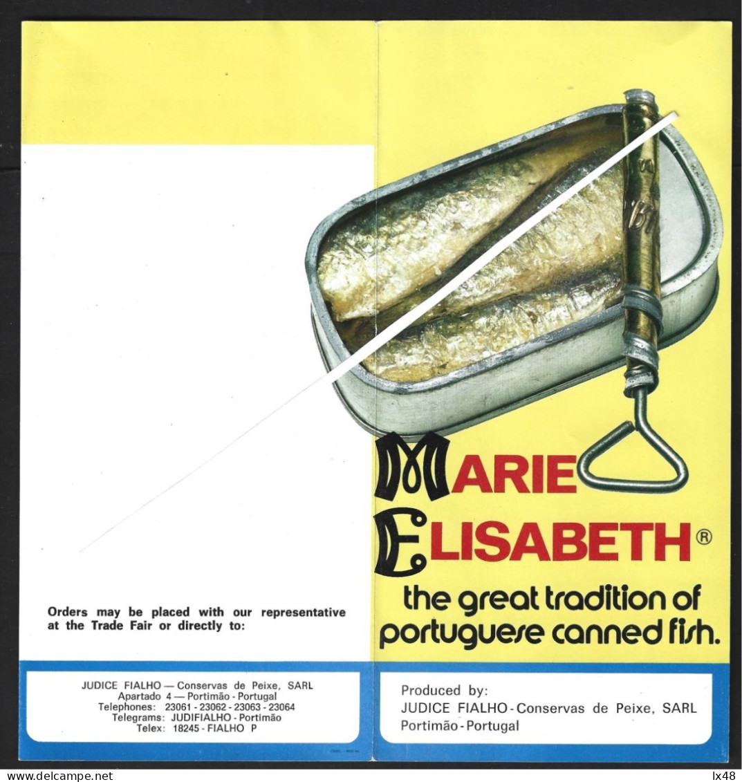 Brochure For Marie Elisabeth Canned Sardines, Factory In Portimão In 1969. Can Of Sardines. Broschüre Für Marie Elisabet - Portugal