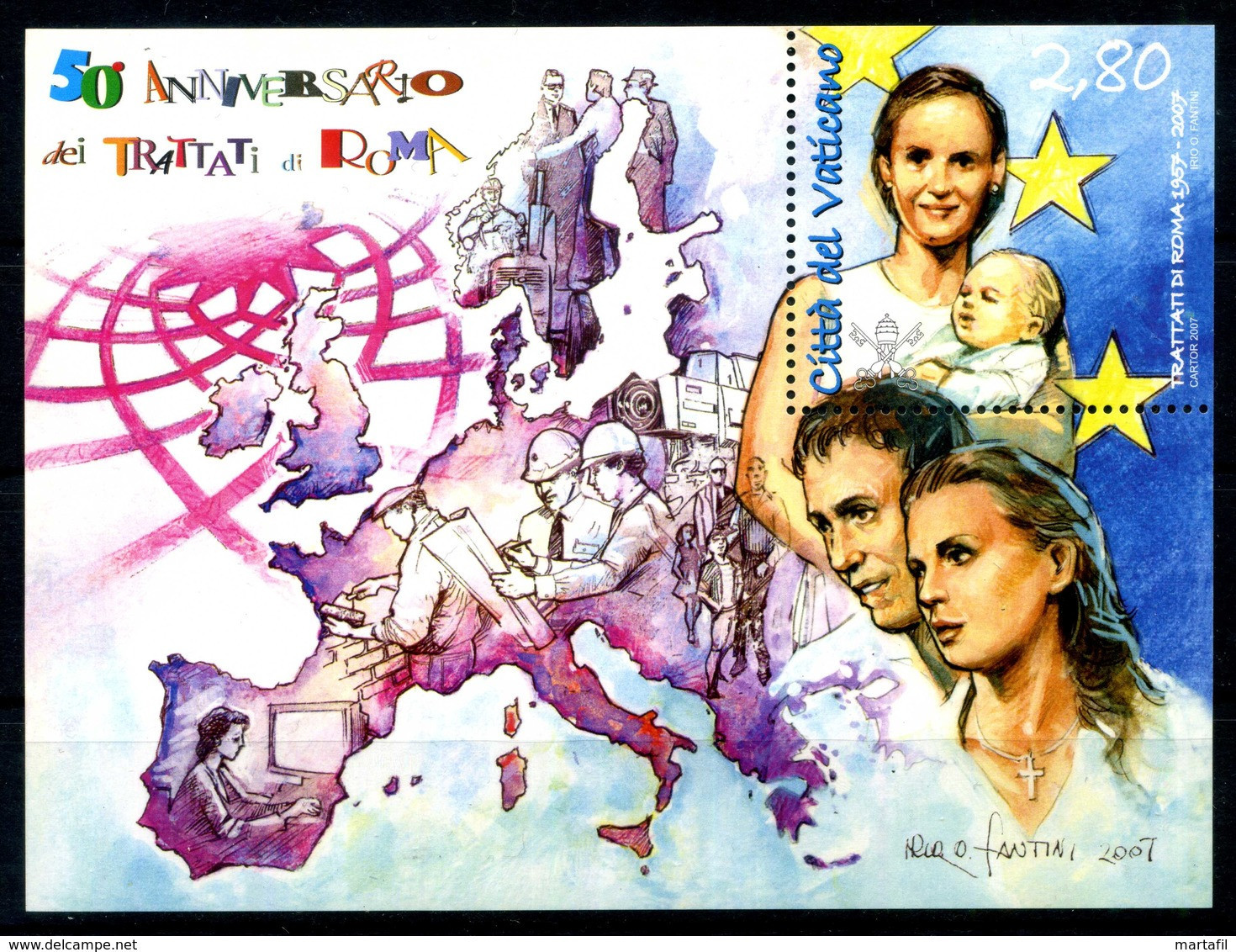 2007 VATICANO BF82 MNH ** 50° Ann. Trattati Di Roma - Blocks & Kleinbögen