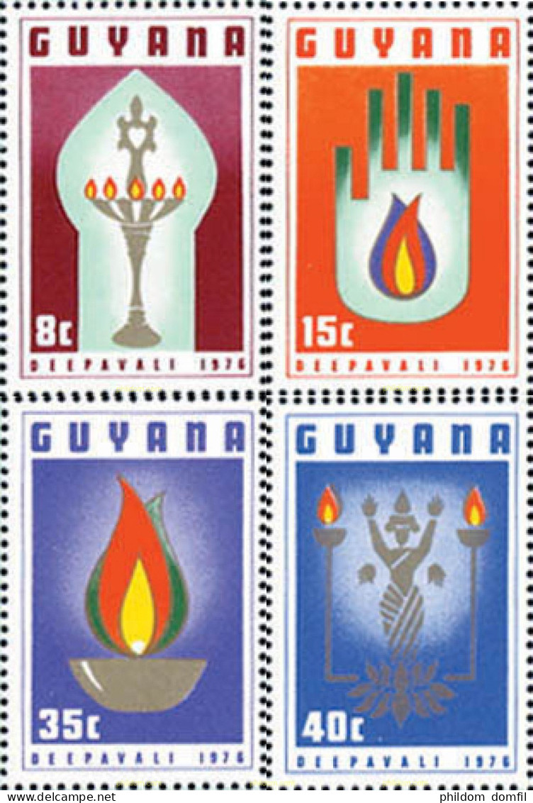 120410 MNH GUYANA 1976 FESTIVAL DEEPAVALI 1976 - Guyane (1966-...)