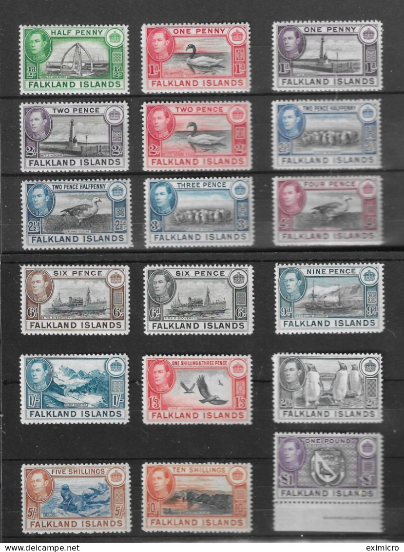 FALKLAND ISLANDS 1938 - 1950 SET SG 146/163 UM/(L)MM Cat £475 - Falkland Islands
