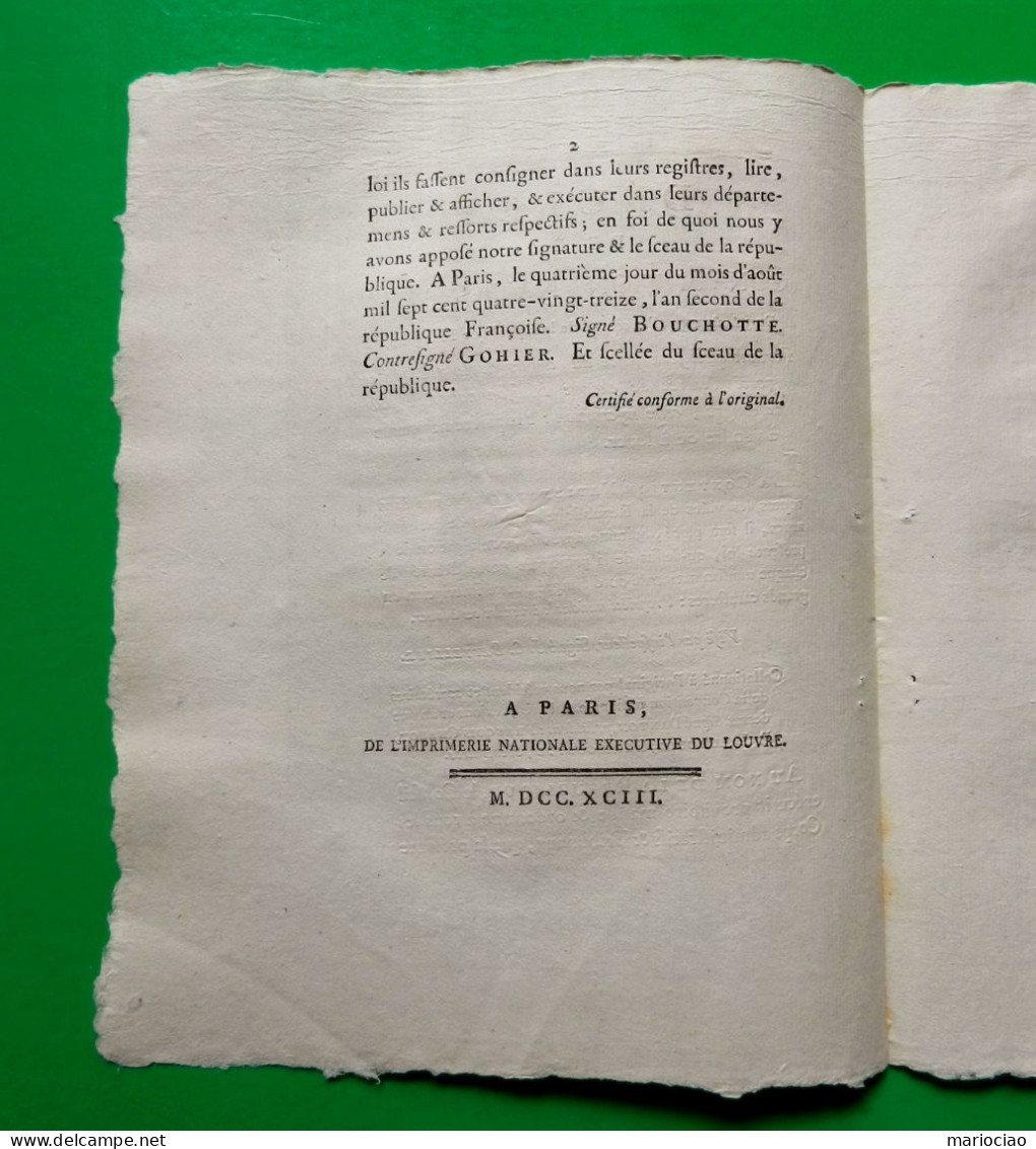 D-FR Révolution 1793 Inscription à Placer Sur La Porte D'entrée Des Maisons D'émigrés - Documents Historiques
