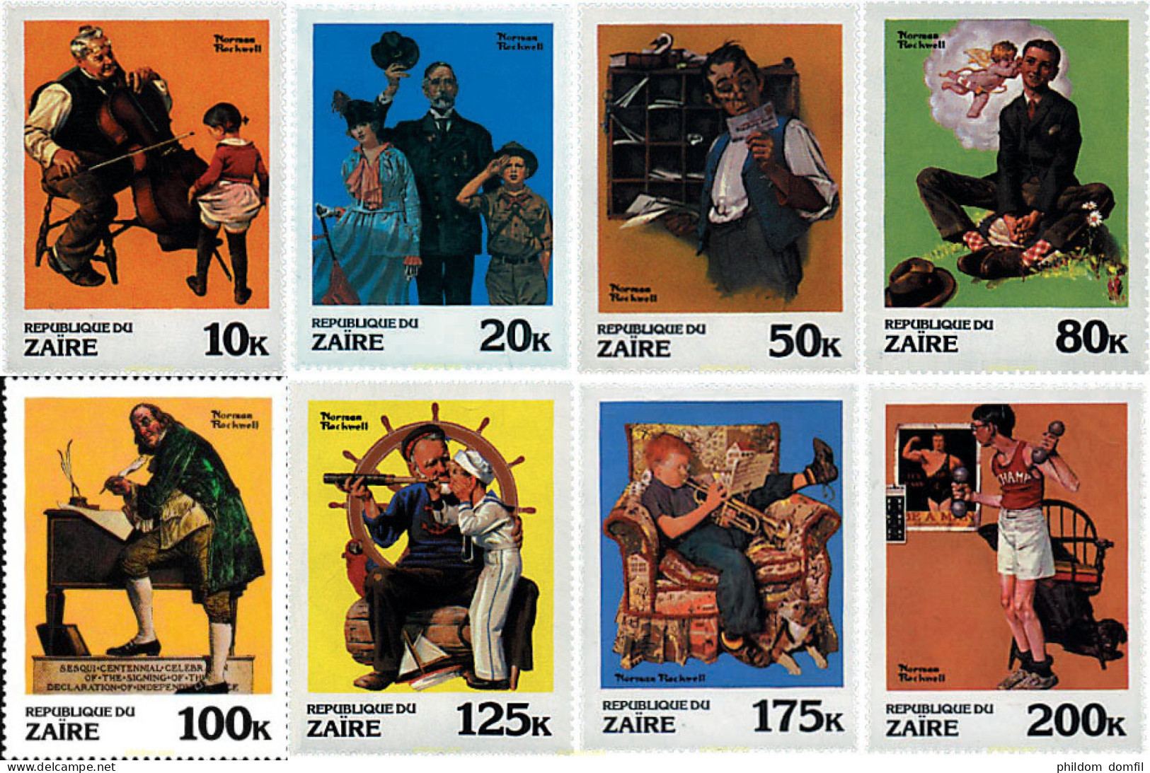 82805 MNH ZAIRE 1981 PINTURAS DE NORMAN ROCKWELL - Neufs