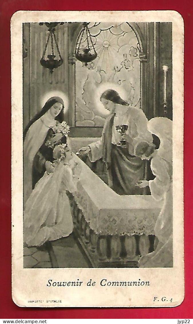 Image Pieuse F.G. 4 Souvenir De Communion - Christiane Mora 2-07-1944 - Pas De Localisation - Devotion Images
