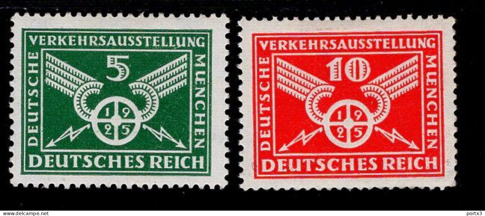 Deutsches Reich 370 - 371 Verkehrsausstellung MLH Mint Falz * - Ongebruikt