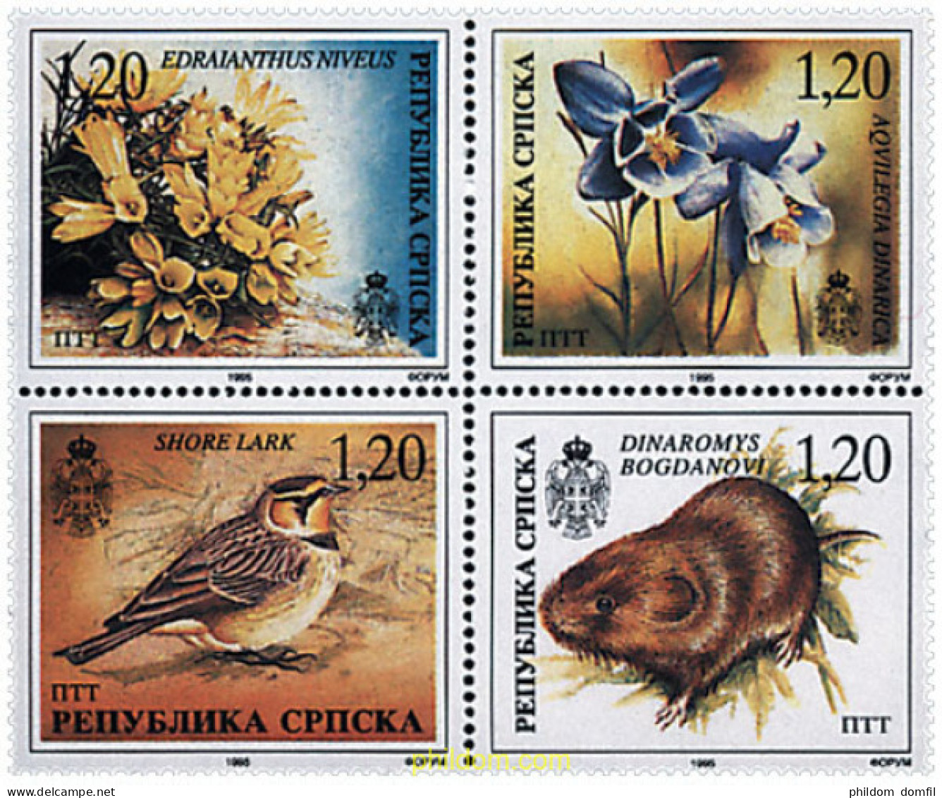 114586 MNH BOSNIA-HERZEGOVINA. Adm Serbia 1996 FAUNA Y FLORA - Bosnia Herzegovina