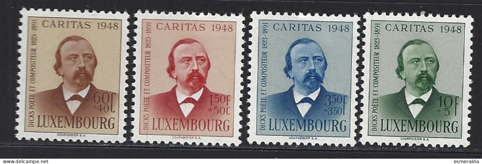 Luxembourg Yv 410/13,Caritas 1948,effigie Dicks,poète  **/mnh - Unused Stamps