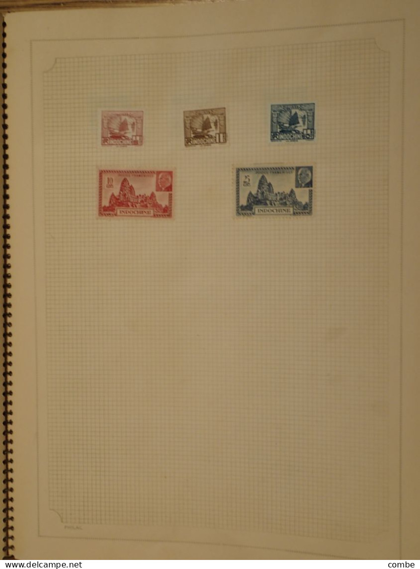 VIEUX ALBUM. TIMBRES NEUFS*.  COLONIES FRANCAISES ET FRANCE SUR LES DERNIERES PAGES.. ENVIRON 385 TIMBRES