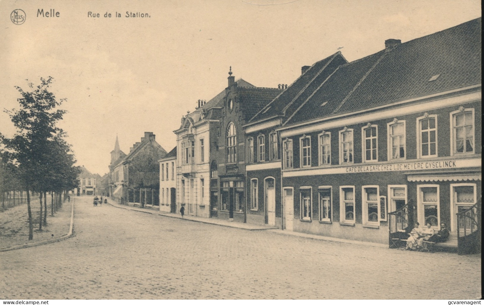 MELLE  RUE DE LA STATION  ( CAFE DE LA GARE  CHEZ L.DE MEYERE = AFSTEMPELING CORRESPONDANCE PRIVEE ARMEE BELGE - Melle