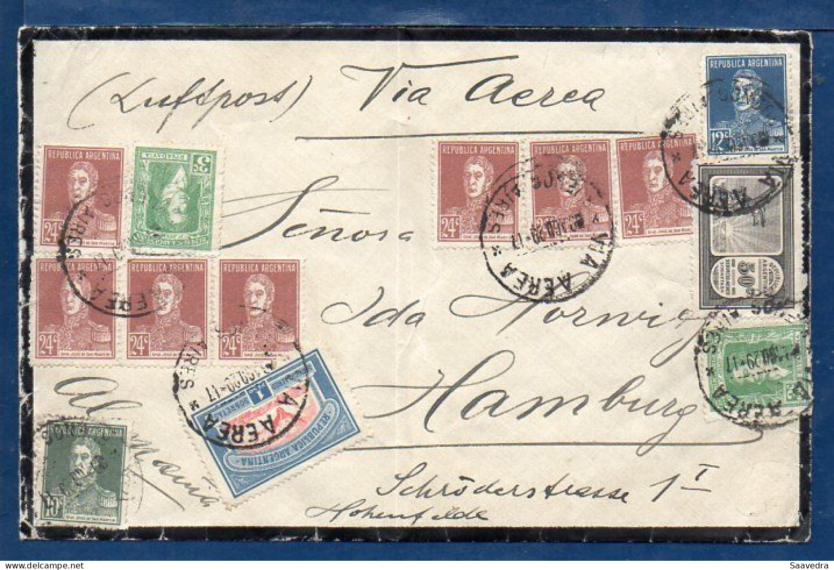 Argentina To Germany, 1929, Via Air Mail, FREE SHIPPING By Registered Mail   (034) - Brieven En Documenten
