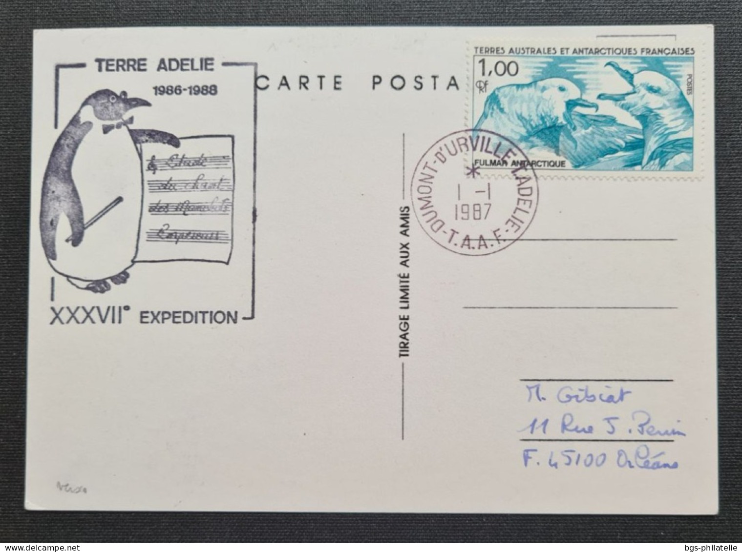 TAAF,  Timbres Numéros PA 66 Et 115 Oblitérés De Terre Adélie Le 1/1/1987. - Covers & Documents