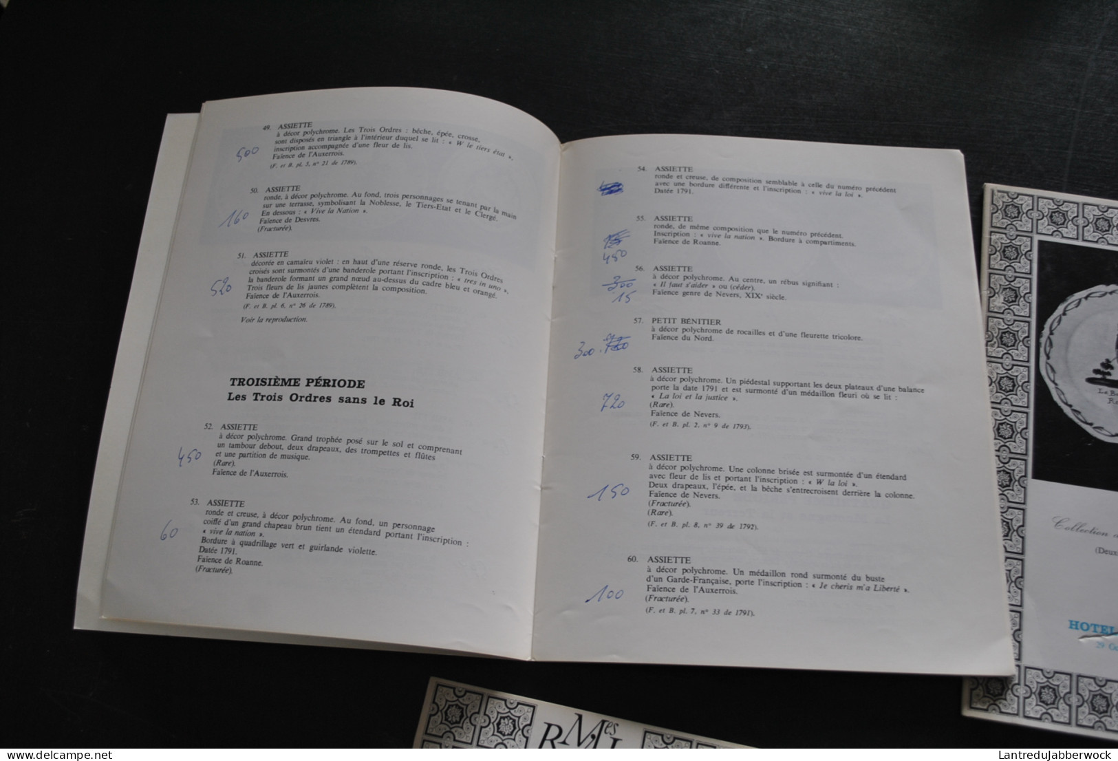 Lot 6 Catalogues De Vente Drouot 1967 à 1971 Faïences De L'époque Révolutionnaire Au Ballon Montgolfière Patronymique - Andere & Zonder Classificatie