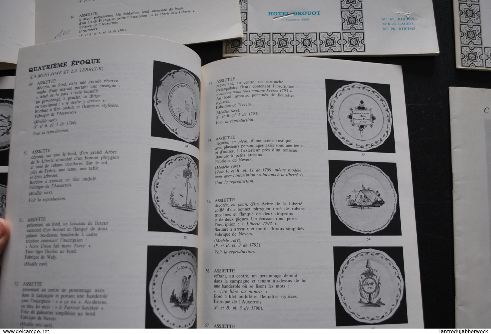 Lot 6 Catalogues De Vente Drouot 1967 à 1971 Faïences De L'époque Révolutionnaire Au Ballon Montgolfière Patronymique - Andere & Zonder Classificatie