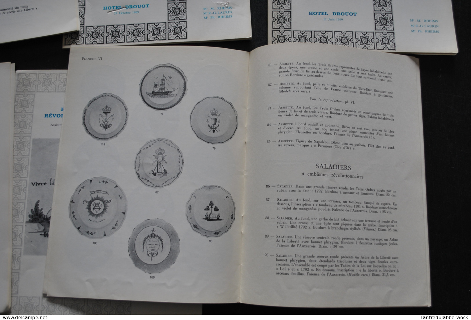 Lot 6 Catalogues De Vente Drouot 1967 à 1971 Faïences De L'époque Révolutionnaire Au Ballon Montgolfière Patronymique - Sonstige & Ohne Zuordnung