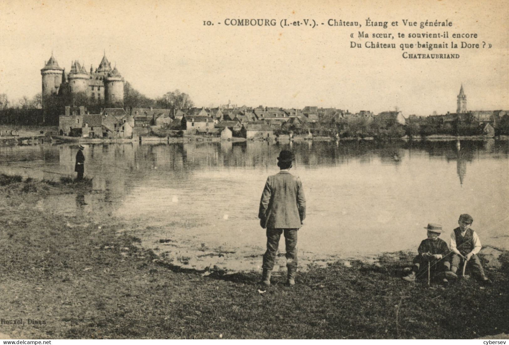 COMBOURG - Château, Etang Et Vue Générale - Un Pêcheur - Animé - Combourg
